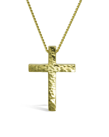 Hammered Solid Gold Cross Pendant Pruden and Smith   