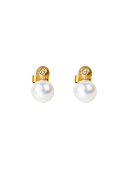 Diamond and Akoya Pearl Stud Earrings Earrings Pruden and Smith   