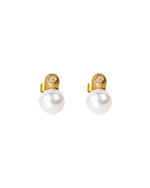 Diamond and Akoya Pearl Stud Earrings Earrings Pruden and Smith   