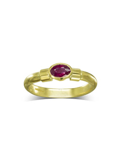 Oval Ruby Solitaire Gold Ring Ring Pruden and Smith   