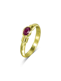 Oval Ruby Solitaire Gold Ring Ring Pruden and Smith   