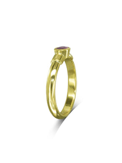 Oval Ruby Solitaire Gold Ring Ring Pruden and Smith   