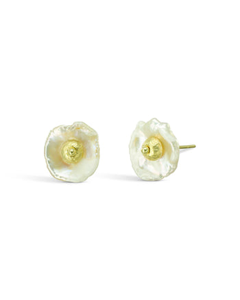 Nugget Keshi Pearl and Gold Nugget Stud Earrings Earrings Pruden and Smith   