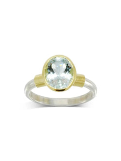 Aquamarine with Gold Shoulders Ring Ring Pruden and Smith 10x8mm Aquamarine (Set Portrait)