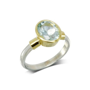 Aquamarine with Gold Shoulders Ring Ring Pruden and Smith