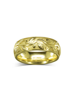 Gold Leaf Motif Wedding Ring Ring Pruden and Smith