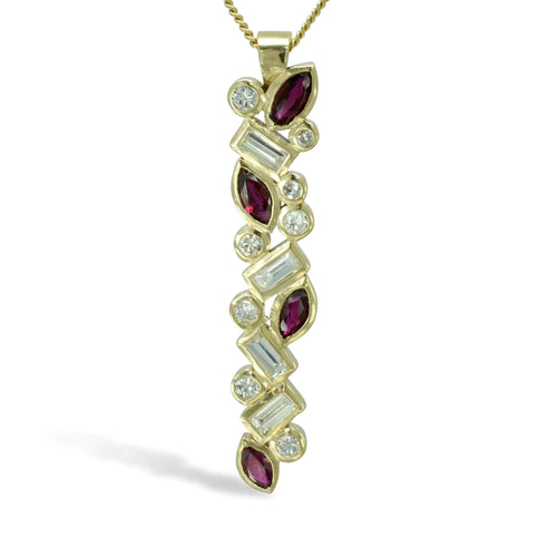 Water Bubbles Diamond and Ruby Pendant Pendant Pruden and Smith   