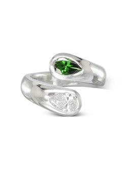 Moi et Toi Tsavorite and Diamond Platinum Ring Ring Pruden and Smith   