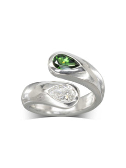 Moi et Toi Tsavorite and Diamond Platinum Ring Ring Pruden and Smith   