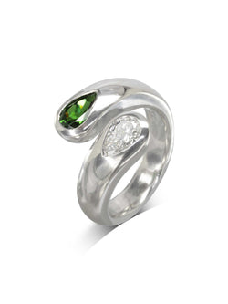 Moi et Toi Tsavorite and Diamond Platinum Ring Ring Pruden and Smith   