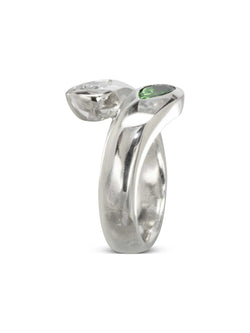 Moi et Toi Tsavorite and Diamond Platinum Ring Ring Pruden and Smith   