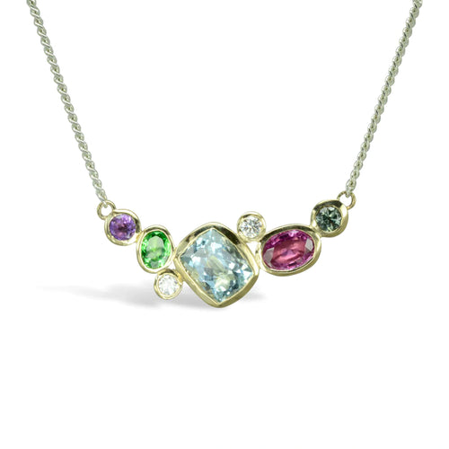 Cluster Multi Colour Aquamarine and Sapphire Pendant Pendant Pruden and Smith   