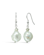 Nugget Baroque Pearl Silver Drop Earrings Earrings Pruden and Smith   