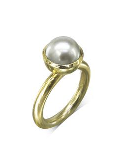 Pearl 9ct Gold Stacking Ring (Large) Ring Pruden and Smith   