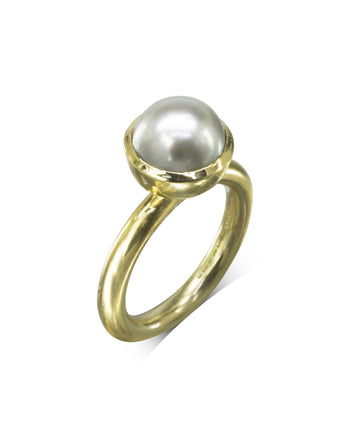 Pearl 9ct Gold Stacking Ring (Large) Ring Pruden and Smith   