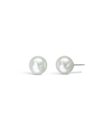 Pearl White Gold Stud Earrings (Large) Earrings Pruden and Smith 9mm Fresh Water Pearl  