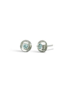 Pebble White Gold Aquamarine Stud Earrings Earrings Pruden and Smith   