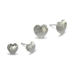 Hammered Silver Heart Stud Earrings Earrings Pruden and Smith   