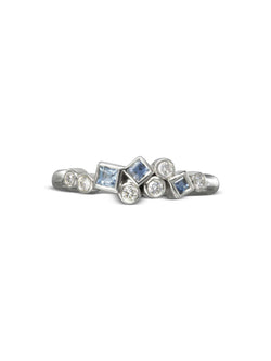 Water Bubbles Rocky Aquamarine Diamond Half Eternity Ring Ring Pruden and Smith   