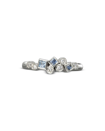 Water Bubbles Rocky Aquamarine Diamond Half Eternity Ring Ring Pruden and Smith   
