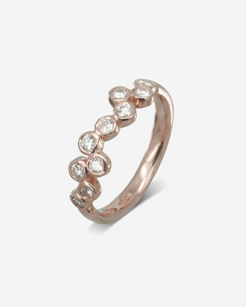 Water Bubbles Offset Diamond Ring Ring Pruden and Smith 9ct Rose Gold with Diamond  