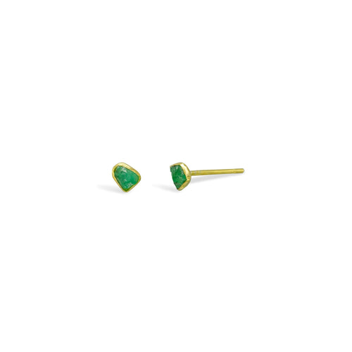 Rough Emerald Stud Earrings (Small) Earrings Pruden and Smith   