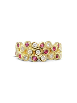 Water Bubbles Ruby and Diamond Yellow Gold Eternity Ring Ring Pruden and Smith   