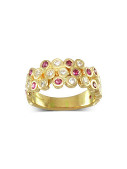 Water Bubbles Ruby and Diamond Yellow Gold Eternity Ring Ring Pruden and Smith   