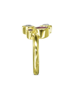 Ruby Diamond Gold Abstract Bubbles Cluster Ring Ring Pruden and Smith   