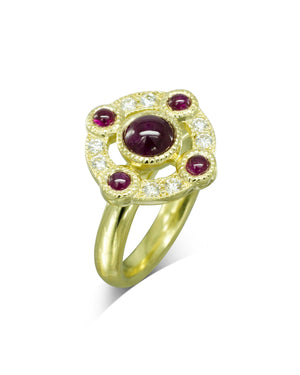 Ruby Cabochon Medieval Cluster Ring Ring Pruden and Smith   