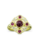 Ruby Cabochon Medieval Cluster Ring Ring Pruden and Smith   