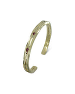 Hammered Ruby and Diamond Solid 9ct Gold Bangle Bangle Pruden and Smith   