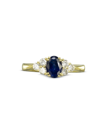 Trefoil Diamond and Sapphire Engagement Ring Ring Pruden and Smith   