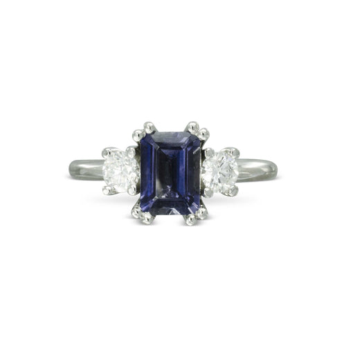 Dainty Diamond and Sapphire Engagement Ring Ring Pruden and Smith   