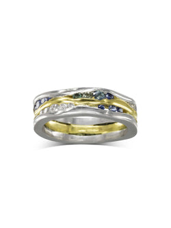 Trap Green, Blue Sapphire and Diamond Eternity Ring Ring Pruden and Smith