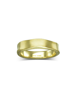 Side Hammered Brushed Yellow Gold Wedding Ring (5mm) Ring Pruden and Smith   