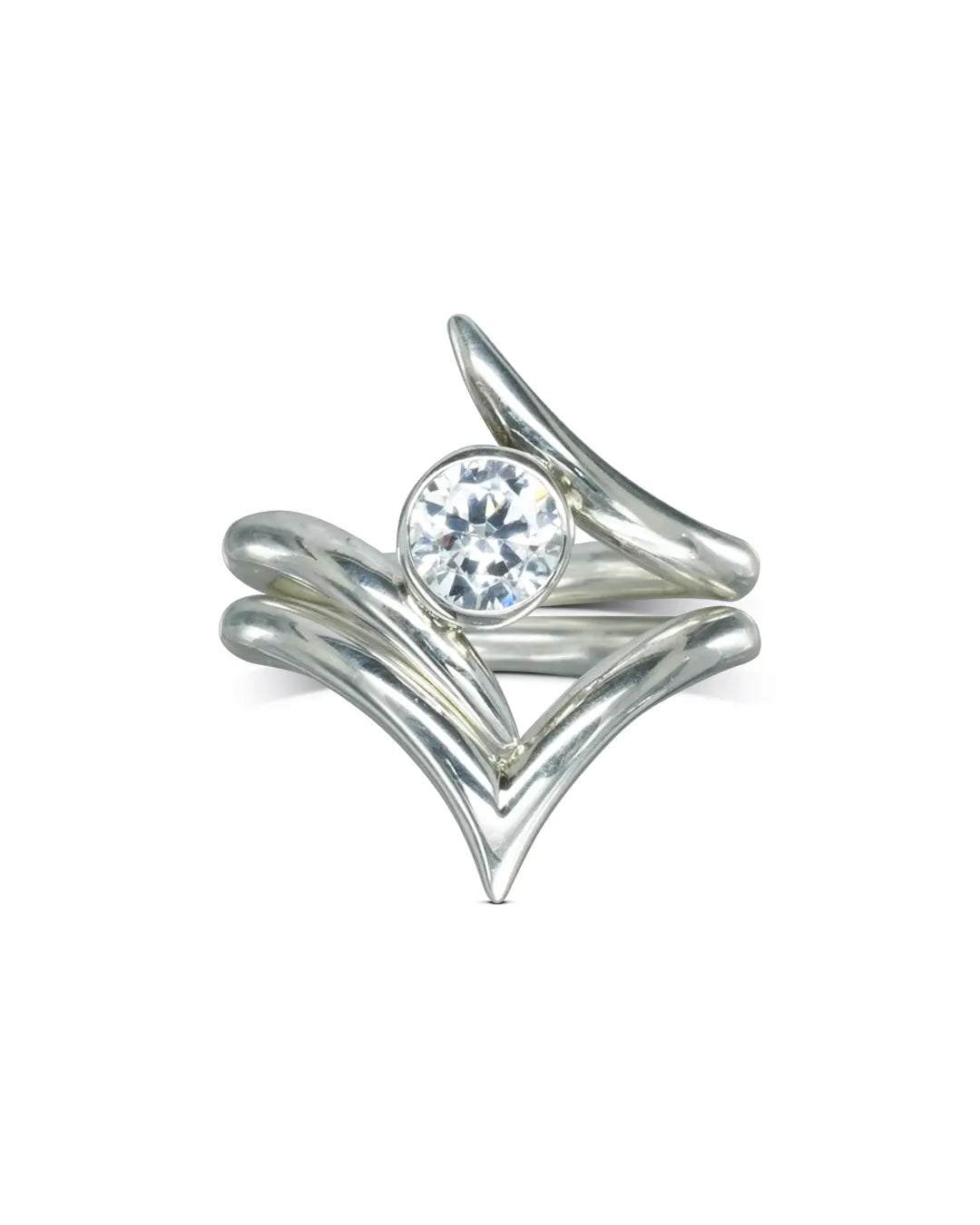 Outwards Spiky Engagement Ring with Wishbone Wedding Ring | Pruden and ...