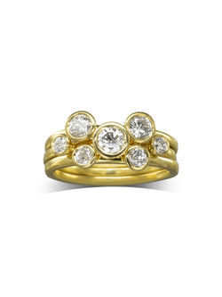 Round Brilliant Diamond Yellow Gold Stacking Rings Ring Pruden and Smith   