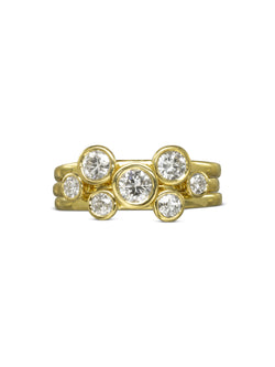 Round Brilliant Diamond Yellow Gold Stacking Rings Ring Pruden and Smith   