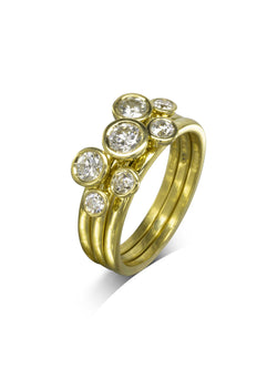 Round Brilliant Diamond Yellow Gold Stacking Rings Ring Pruden and Smith   