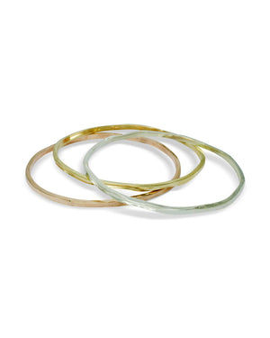 Side Hammered 9ct Solid Gold Bangle (3mm) Bangle Pruden and Smith   