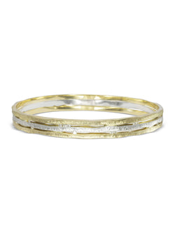 Side Hammered Diamond Mixed Metal Bangle Bangle Pruden and Smith