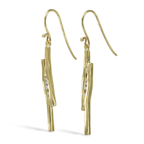 Trap Gold Diamond Drop Earrings Earrings Pruden and Smith   