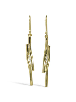 Trap Gold Diamond Drop Earrings Earrings Pruden and Smith   