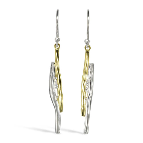 Trap Gold and Silver Diamond Drop Earrings Earrings Pruden and Smith   