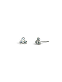 Trefoil 9ct Gold Gemstone Stud Earrings Earrings Pruden and Smith 9ct White Gold Aquamarine 