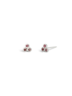 Trefoil 9ct Gold Gemstone Stud Earrings Earrings Pruden and Smith 9ct White Gold Ruby 