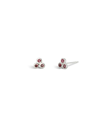 Trefoil 9ct Gold Gemstone Stud Earrings Earrings Pruden and Smith 9ct White Gold Ruby 