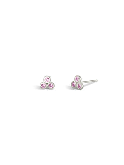 Trefoil 9ct Gold Gemstone Stud Earrings Earrings Pruden and Smith 9ct White Gold Sapphire - Baby Pink 