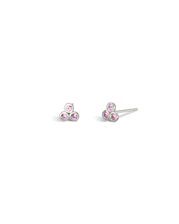 Trefoil 9ct Gold Gemstone Stud Earrings Earrings Pruden and Smith 9ct White Gold Sapphire - Baby Pink 